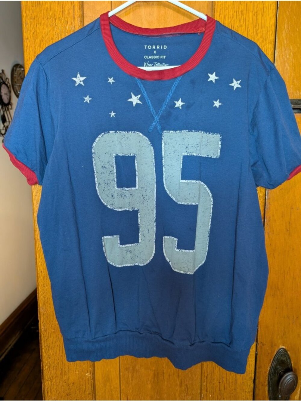 Torrid 95 Classic Cotton Crew Neck Varsity Sweatshirt Blue Size 0 (Large) -076